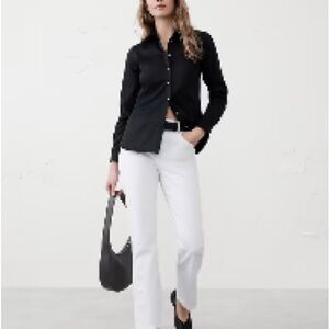 Banana Republic TAILORED EASY-CARE SHIRT Black Women’s Button Up Size Petite 6